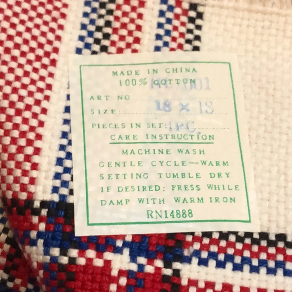 Norwegian woven napkins cloth vintage woven napkins Vintage Woven USA JULY 4th